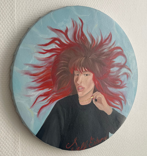 Huile sur toile Juillet 2026, diamètre de 40cm, œuvre originale authentifiée par certificat fourni par Cécile Chevallard dite "C2".