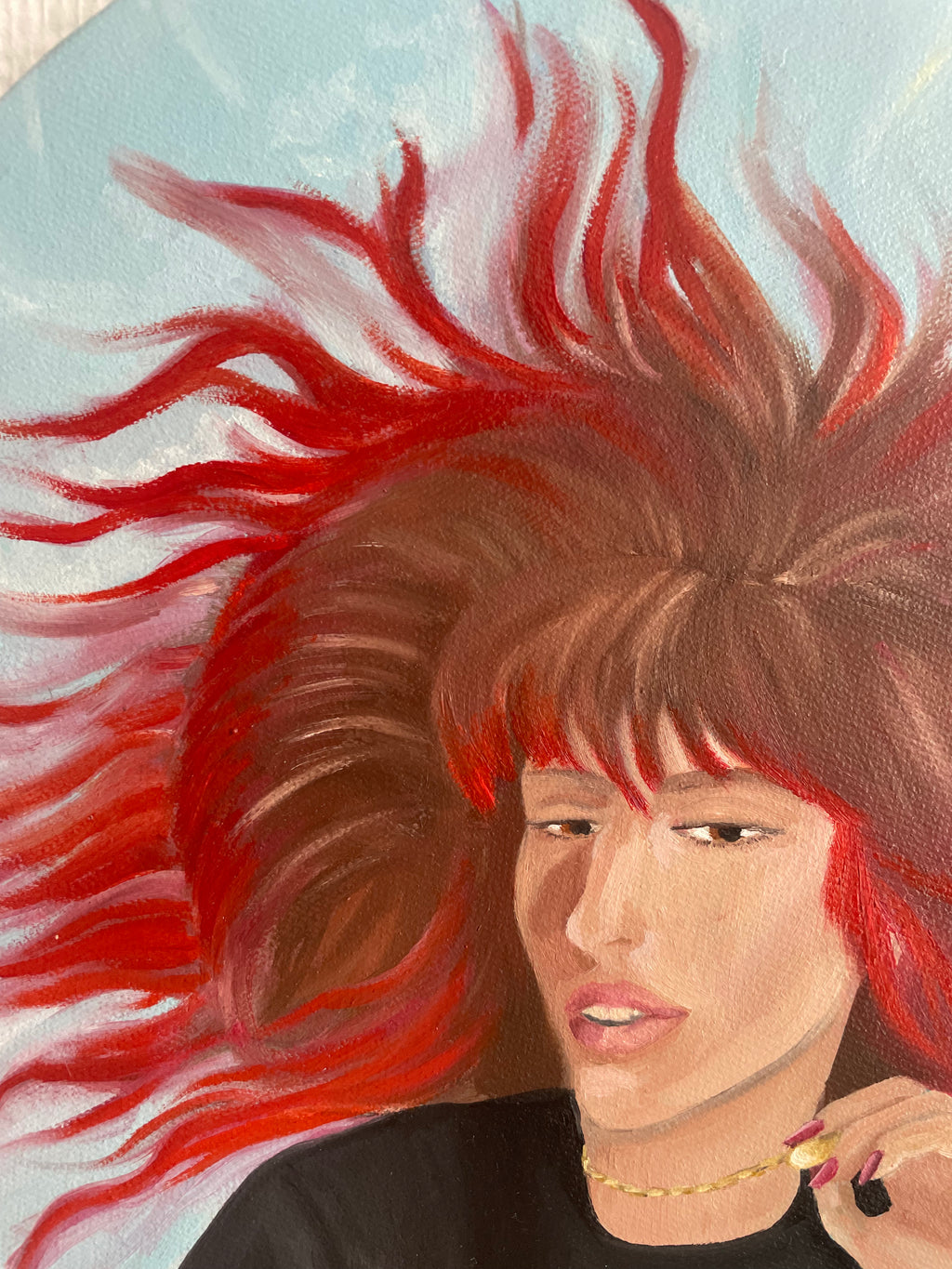 Huile sur toile Juillet 2026, diamètre de 40cm, œuvre originale authentifiée par certificat fourni par Cécile Chevallard dite "C2".