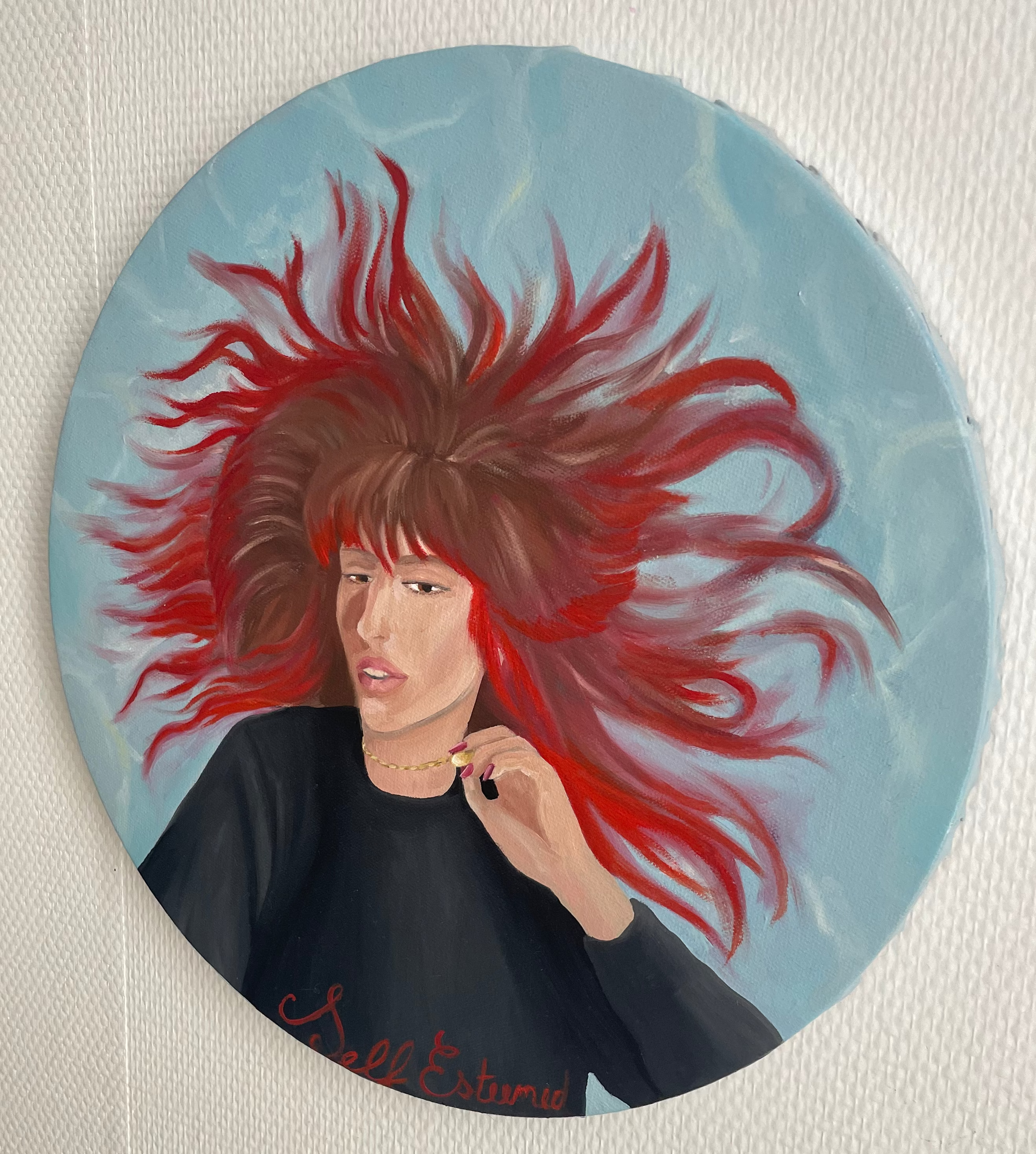 Self esteemed par Cécile Chevallard. Huile sur toile Juillet 2026, diamètre de 40cm, œuvre originale authentifiée par certificat fourni par Cécile Chevallard dite "C2".